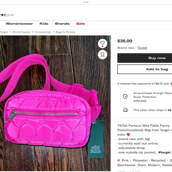 ‘Wild Fable’ Hot Pink Quilted Fannypack - Picture 8 of 8